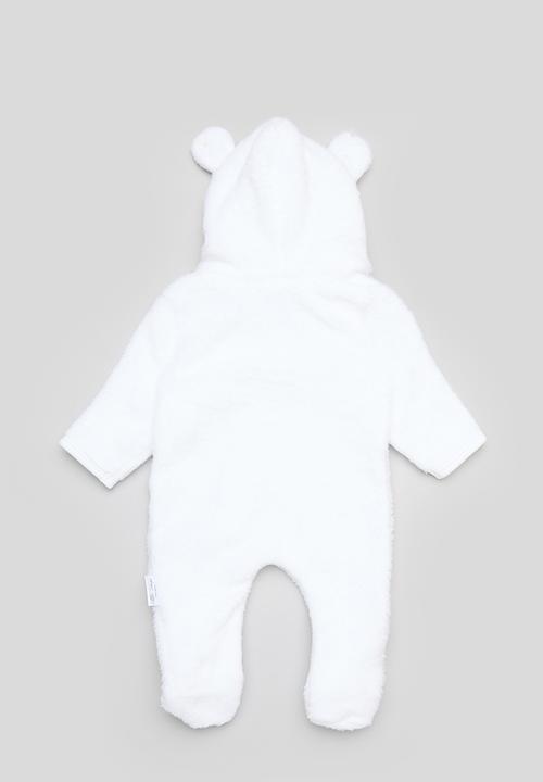 Little Lumps - Fleece zip babygrow - white