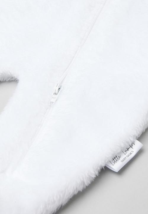 Little Lumps - Fleece zip babygrow - white