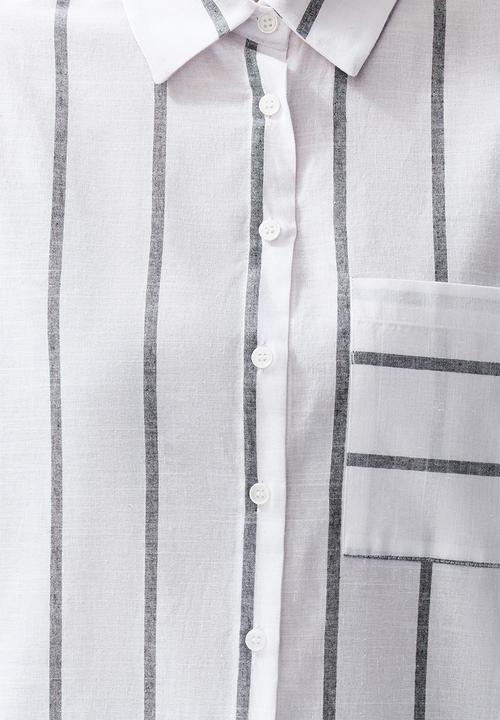 Trendyol - Striped oversize shirt - ecru