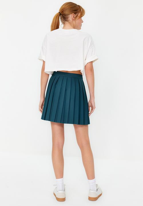 Trendyol - Pleated mini skirt - emerald green