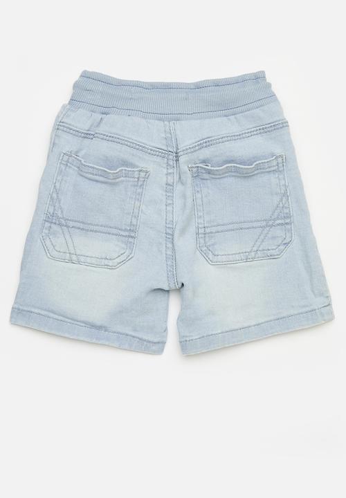 MINOTI - Knitted denim ribbed waist short - light denim
