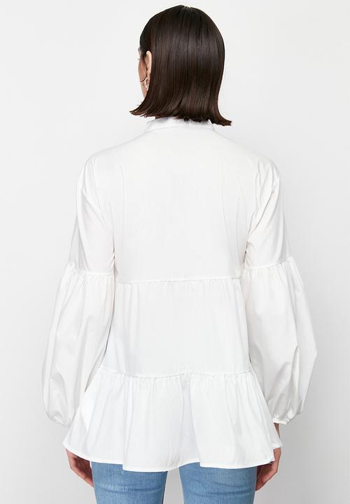 Trendyol - Layered cotton shirt - ecru