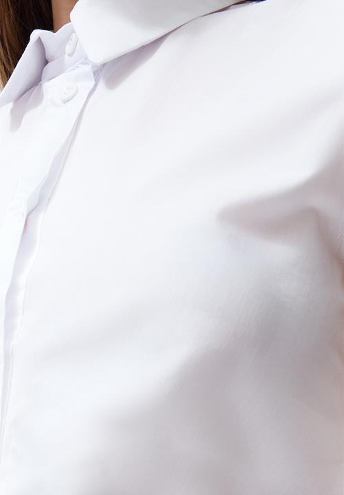 Trendyol - Pleated fitted woven shirt - ecru