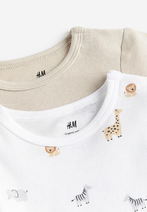 H&M - 2-Pack long-sleeved bodysuits - White Giraffes