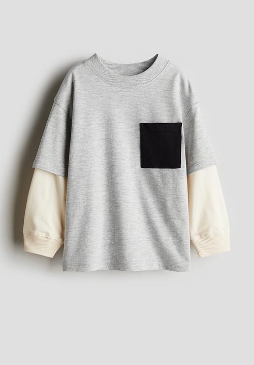 H&M - Long-sleeved pocket-detail t-shirt - grey