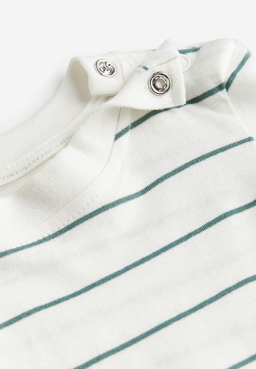 H&M - 2-Piece top and dungaree set - green & white