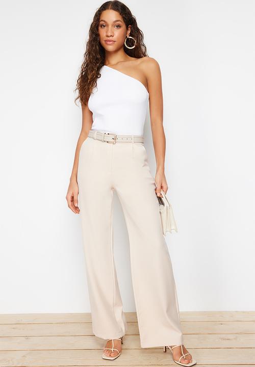 Trendyol - High waist pleated trousers - stone