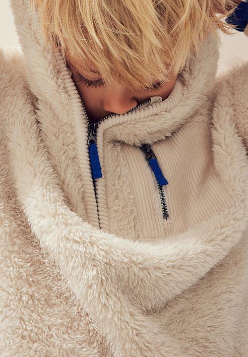 H&M - Oversized zip-top pile hoodie - white