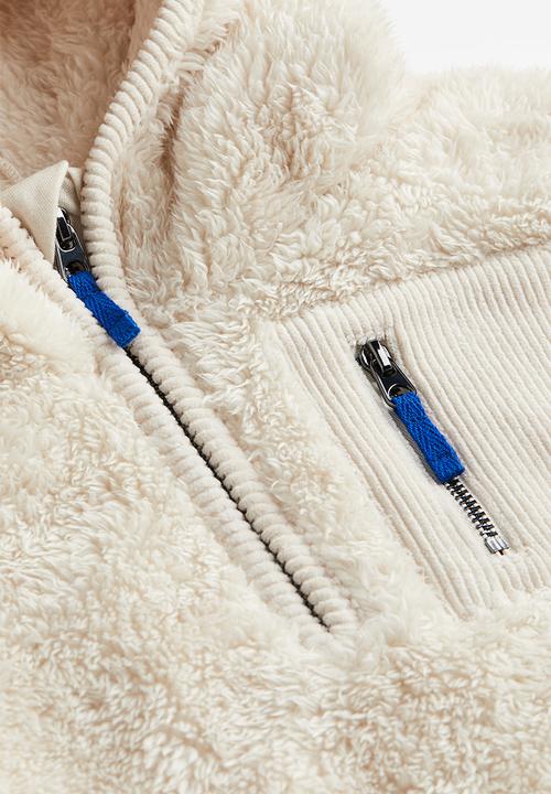 H&M - Oversized zip-top pile hoodie - white
