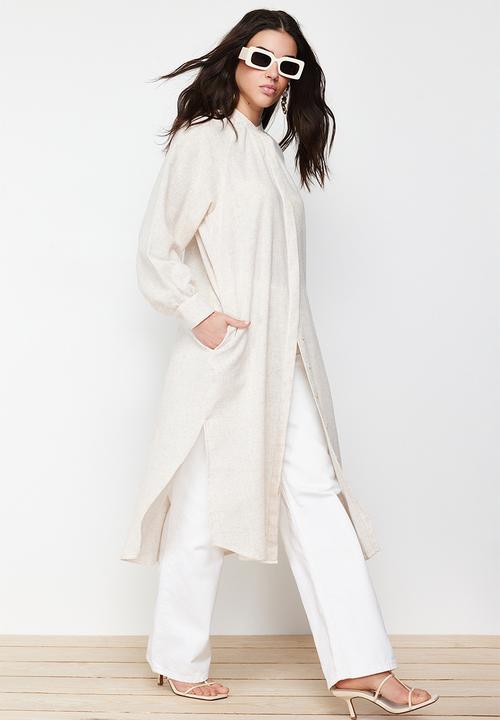 Trendyol - Comfort fit long shirt - light beige