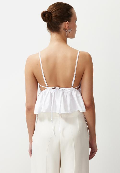 Trendyol - Crop floral embroidered blouse - white
