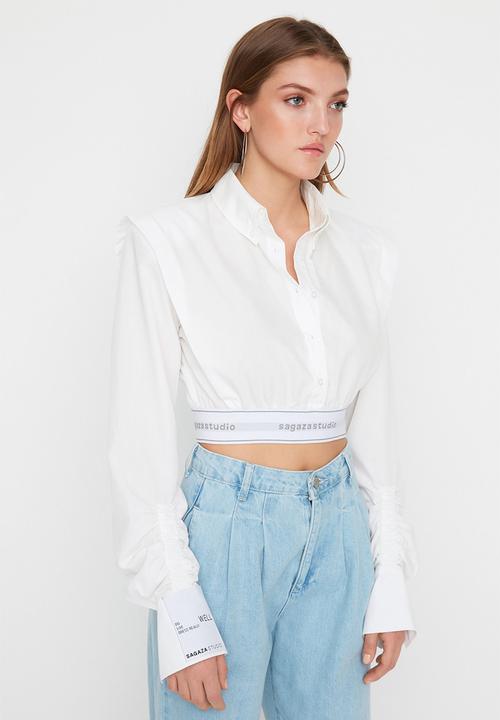 Trendyol - Crop detailed shirt - white
