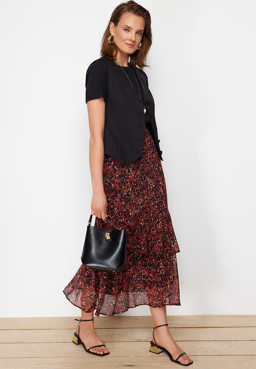 Trendyol - Tile animal patterned lined woven skirt - brick