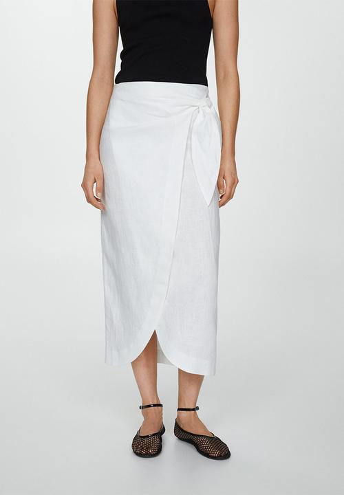 MANGO - Skirt pareo - white