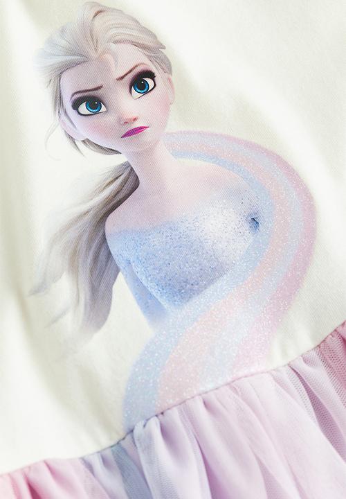H&M - Tulle-skirt jersey dress - white multi