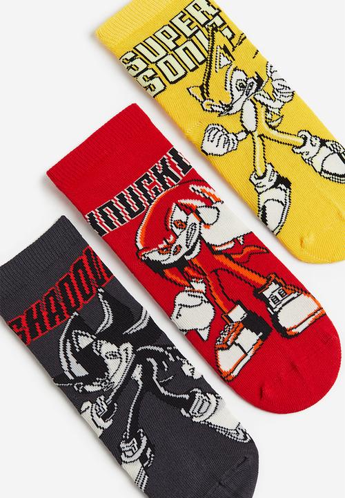 H&M - 5-pack patterned socks - grey,red,yellow & multi