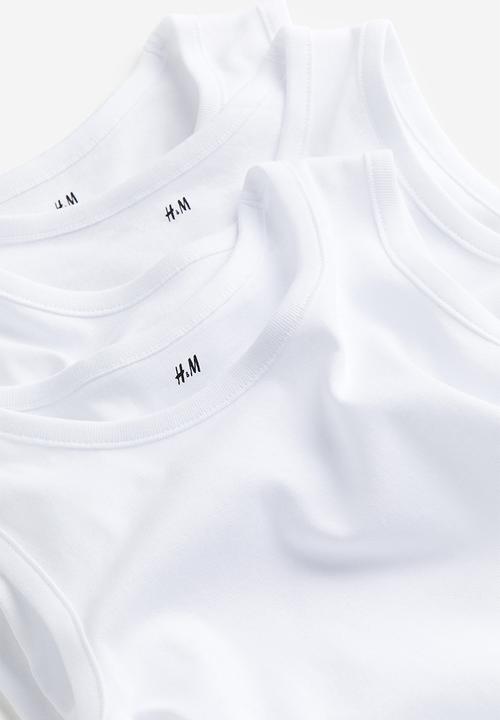 H&M - 3-pack cotton jersey vest tops - white