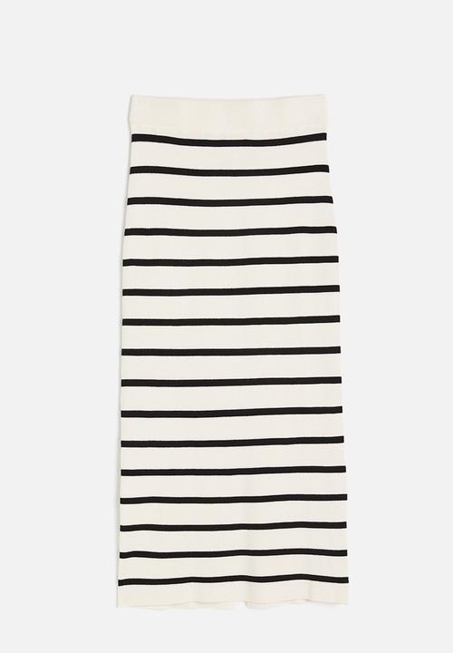 H&M - Rib-knit skirt - multi, white