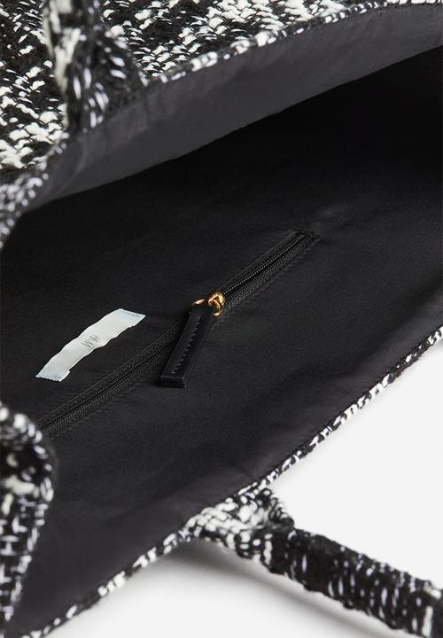 H&M - Textured-weave shopper - black & checked
