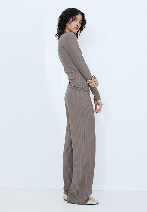H&M - Ribbed trousers - dark greige