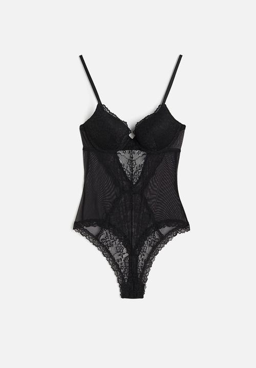 H&M - Push-up thong body - black