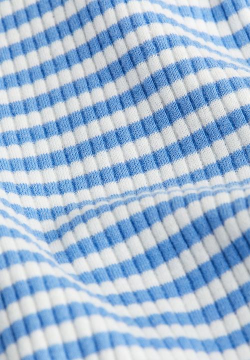 H&M - Ribbed jersey top - blue, multi