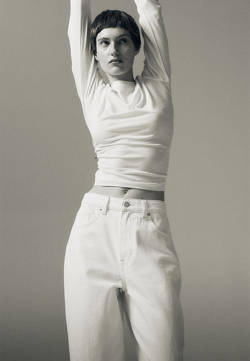 H&M - Baggy high jeans - white