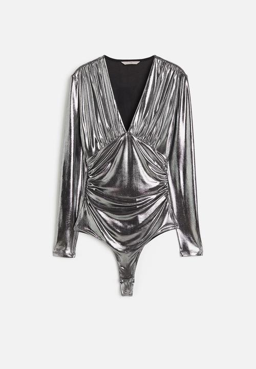 H&M - Draped v-neck thong body - silver