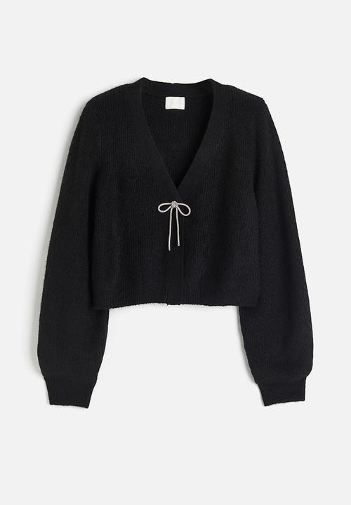 H&M - Rhinestone-bow cardigan - black