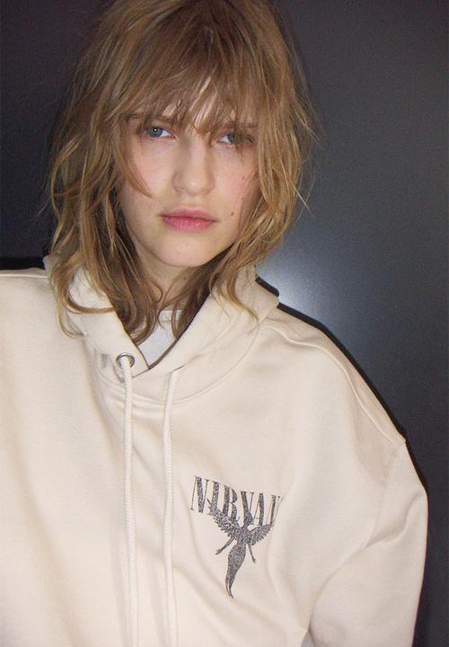 H&M - Motif-front hoodie - beige & white