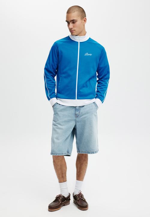 Cotton On - Tricot track jacket - skydiver blue / white / paris crest
