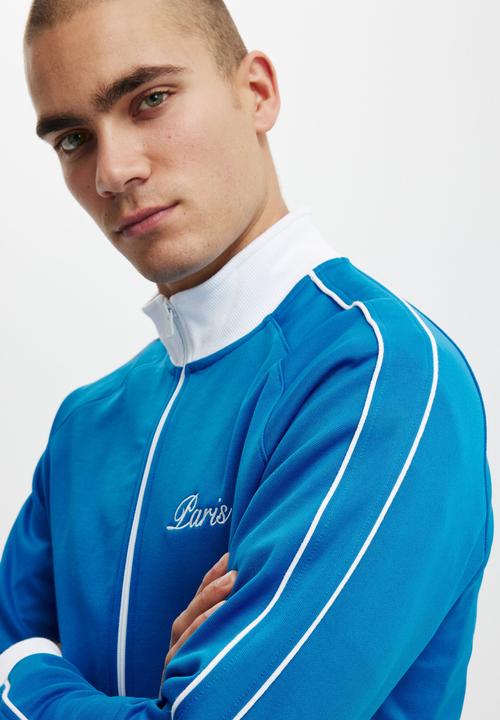 Cotton On - Tricot track jacket - skydiver blue / white / paris crest