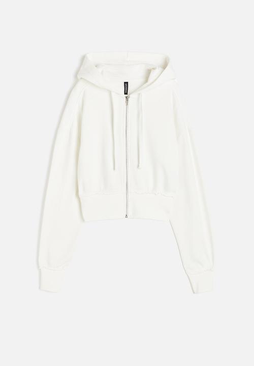 H&M - Short zip-through hoodie - white