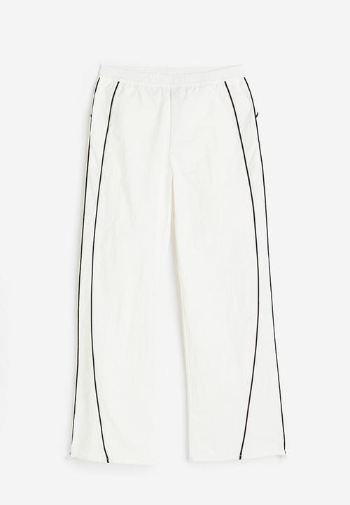 H&M - Piping-detail track pants - white, multi 