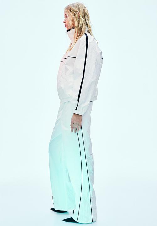 H&M - Piping-detail track pants - white, multi 