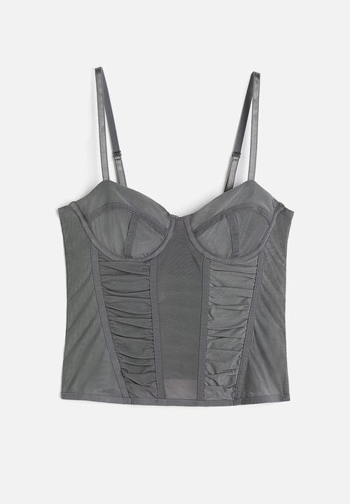 H&M - Mesh bustier top - grey