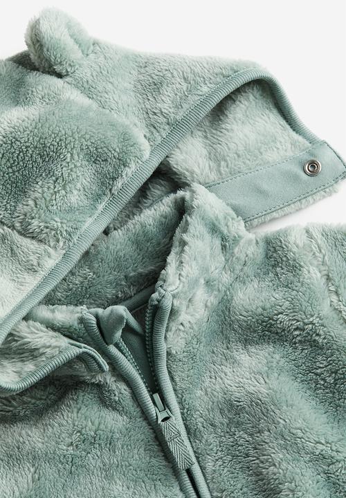 H&M - Pile zip-through hoodie - green