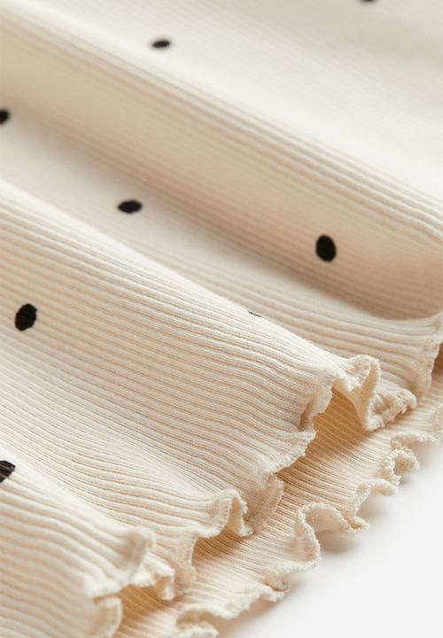 H&M - Ribbed jersey top - beige multi