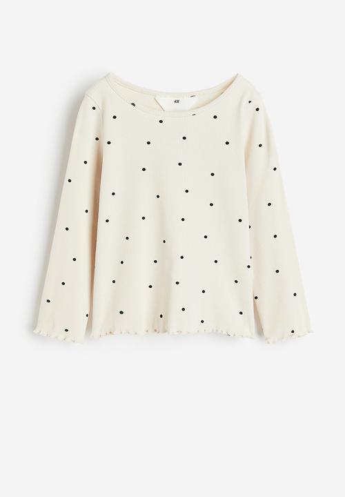 H&M - Ribbed jersey top - beige multi