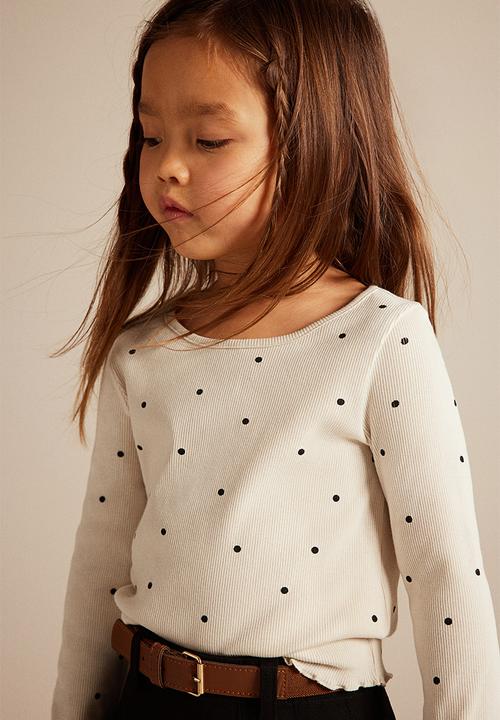 H&M - Ribbed jersey top - beige multi