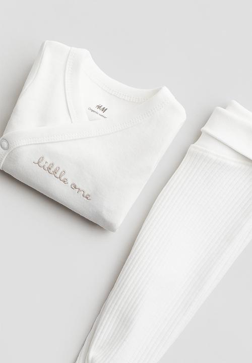 H&M - 2 piece cotton set - white,multi