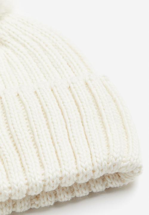 H&M - Rib-knit pompom hat - white