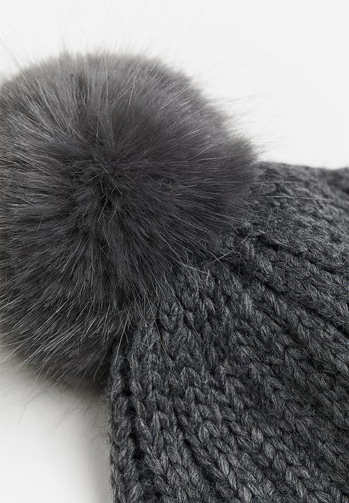 H&M - Rib-knit pompom hat - grey
