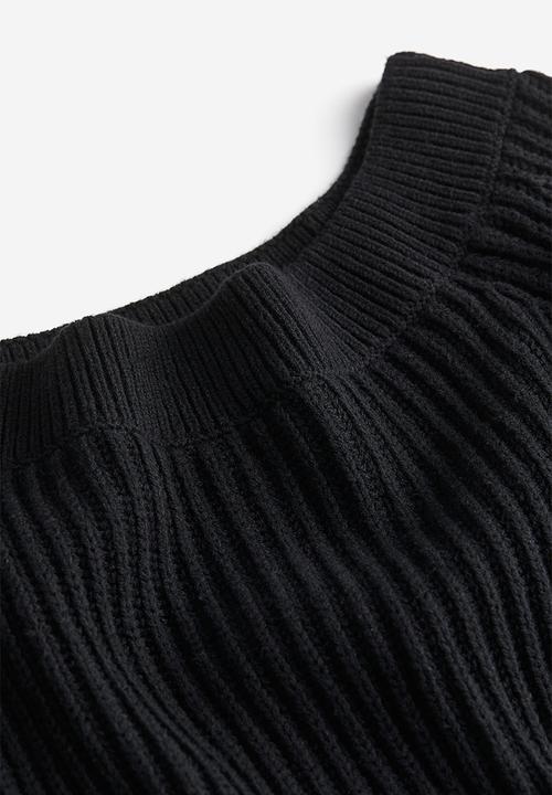 H&M - Rib-knit off-the-shoulder jumper - black
