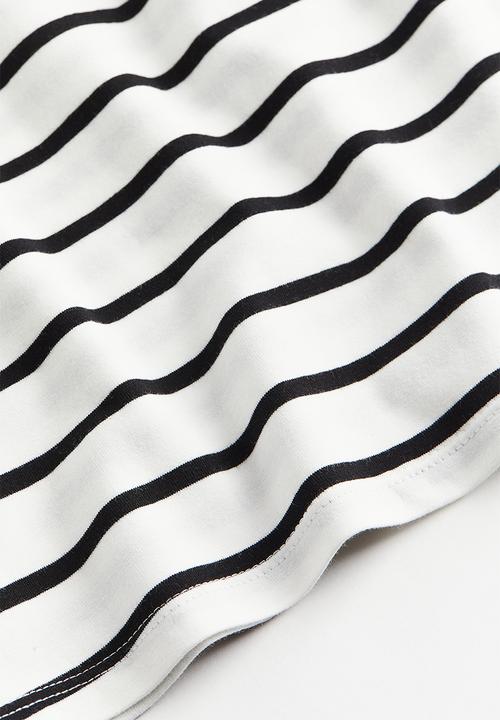H&M - Square-neck jersey top - cream striped