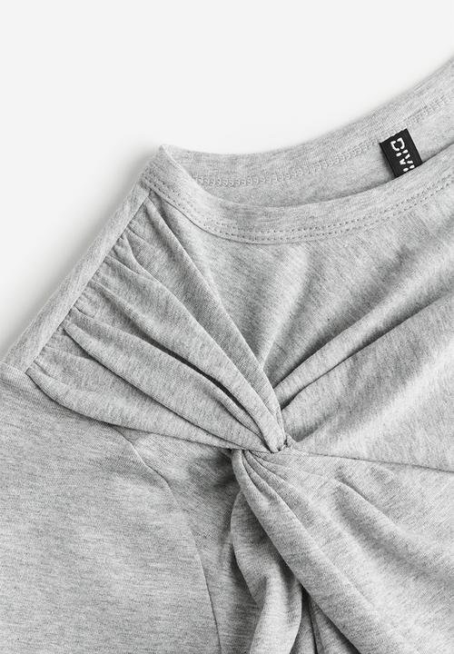 H&M - Twist-detail T-shirt - grey