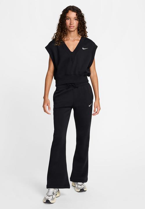 Nike - W Nsw Phnx Flc Sleeveless V-neck Crp - Black & Sail