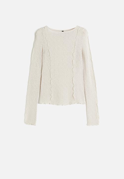 H&M - Overlock-detail knitted top - beige