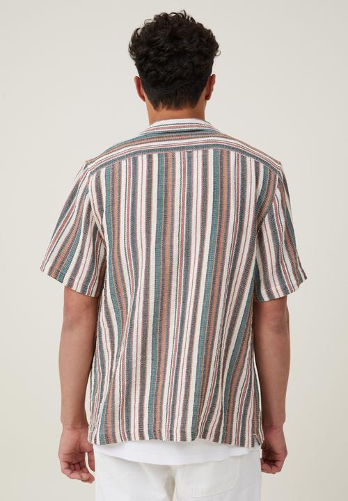 Cotton On - Palma short sleeve shirt - midnight multi stripe