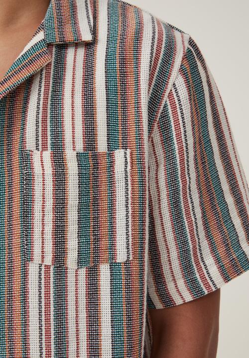 Cotton On - Palma short sleeve shirt - midnight multi stripe